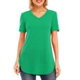 thumbnail image 1 of La nueva manga del cortocircuito del cuello del color sólido V de la camiseta de las mujeres de Irfora Camiseta mujer, 1 of 7