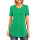 thumbnail image 1 of La nueva manga del cortocircuito del cuello del color sólido V de la camiseta de las mujeres de la m Abody Verde L, 1 of 7
