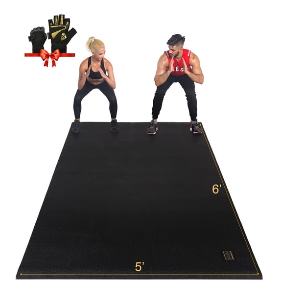 GXMMAT Large Exercise Mat 6'x5'x7mm, Non-Slip Workout Mats for Home Gym Flooring, Extra Wide and Thick Durable Cardio Mat, High Density, Shoe Friendly, Great for Plyo, MMA, Jump Rope, Stretc