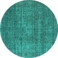 thumbnail image 1 of Ahgly Company Machine Washable Indoor Round Oriental Turquoise Blue Industrial Area Rugs, 8' Round, 1 of 4