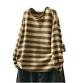 thumbnail image 6 of Sweaters for Women Oversized Crewneck Striped Color Block Spring Fall Knitted Pullover Tops, 6 of 6
