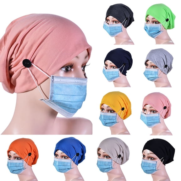 LSQii Women Hijab Undercap Elastic Stretch Solid Color Islamic Muslim Inner Under Scarf Stretch Turban with Detachable Button (Beige) Head Warp Work Daily Wear