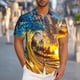 thumbnail image 1 of Blusa y camisa de manga corta con cuello vuelto para hombre, blusa informal de moda con cuello vuelto, blusa estampada de manga corta con botones, blusa de poliéster para hombre, 1 of 6
