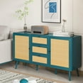 thumbnail image 4 of Rattan Sideboard Buffet Cabinet with Storage, Cabinet with 2 Doors and Adjustable Shelves, Rattan Accent Cabinet with 3 Drawers for Living Room, Kitchen, Dining Room, Entryway, 4 of 8