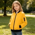 thumbnail image 6 of Kids Zip Bomber Jacket with Pockets, Waterproof Windproof Long Sleeve Outdoor Coat for Boys Girls Ages 5-16 Fall Casual Outerwear Yellow 15 Years, 6 of 9