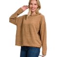 thumbnail image 2 of Zenana Women's Plus Size Casual Hooded Brushed Melange Hacci Relaxed Fit Light Sweater, 2 of 5