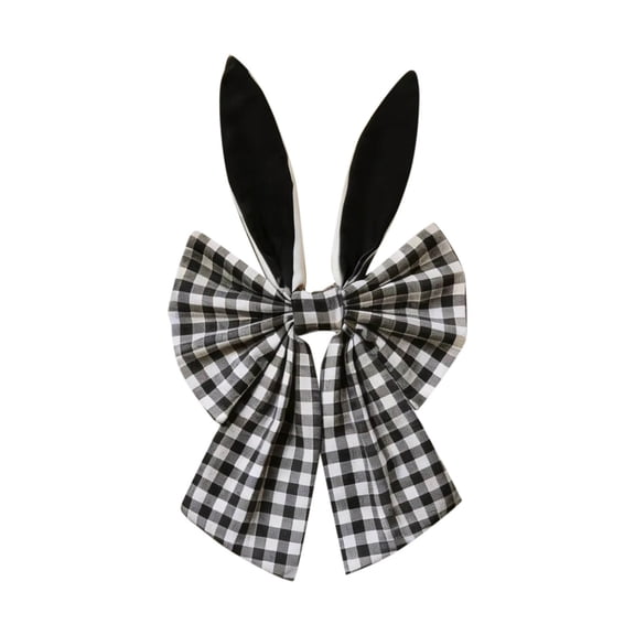 Plaid Easter Bows for Wreaths - Rustic Velvet Decorative Bunny Bow with Ears, Holiday Fabric Topper for Front Door, Wall, Window, DIY Spring & Party Decor