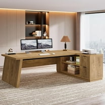 Tribesigns L Shaped Executive Desk with Storage, 78 Inch Large Computer Table, Corner Home Office Desk with Shelves