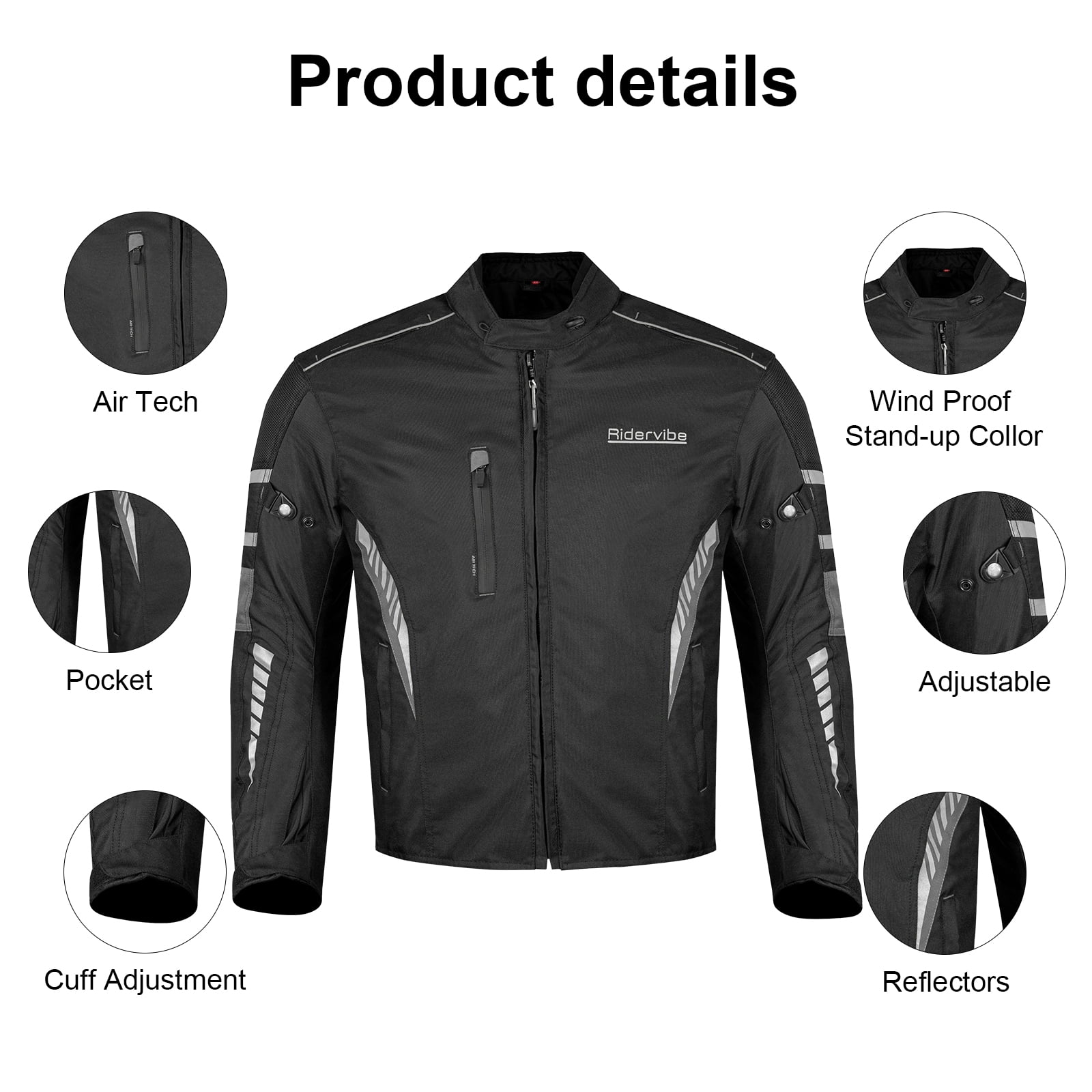 Dream Apparel Men's All-season Motorcycle Jacket for Enduro Dualsport Riding with 600 D polyester, Armor Foam Padding, Visibility
