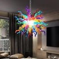 thumbnail image 2 of Hand Blown Murano Glass Chandelier, Colorful Ceiling Light Pendant, Diameter 24", Adjustable Hanging Fixture for Home Decor, 2 of 4