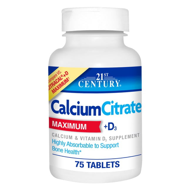 21st Century, Calcium Citrate Maximum + D3 Tablets, 75 Ea - Walmart.com