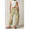 thumbnail image 3 of sicmoss Women's Yellow Cotton Printed Mid Rise Baggy Barrel Jeans Wide Leg Y2K Patchwork with Pockets, 3 of 7