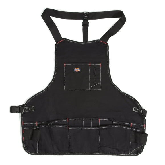 Dickies 16-Pocket Workshop Bib Apron, Durable Canvas Construction, Reinforced Edges, Adjustable Belt, Black