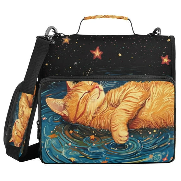 DIXRUYEE Zipper BinderTrapper of keeper Documents Organized Design Starlit Cat Oasis Printed