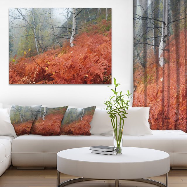 Fougère Rouge dans la Buée Automne Fay - Photo de Paysage Impression sur Toile
