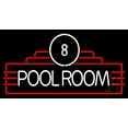 thumbnail image 1 of 8 Pool Room LED Neon Sign 20 x 37 - inches, Clear Edge Cut Acrylic Backing, with Dimmer - Bright and Premium built indoor LED Neon Sign for Bar decor., 1 of 7