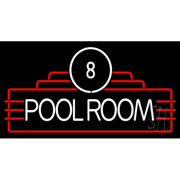 8 Pool Room LED Neon Sign 13 x 24 - inches, Clear Edge Cut Acrylic Backing, with Dimmer - Bright and Premium built indoor LED Neon Sign for Bar decor.