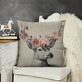 thumbnail image 6 of Deer flowers Linen toss pillowcase Decoration pillowcase Gift preferred 24x24" Cushion cover 1 set Sofa pillowcase Sofa bedroom living room car, 6 of 7