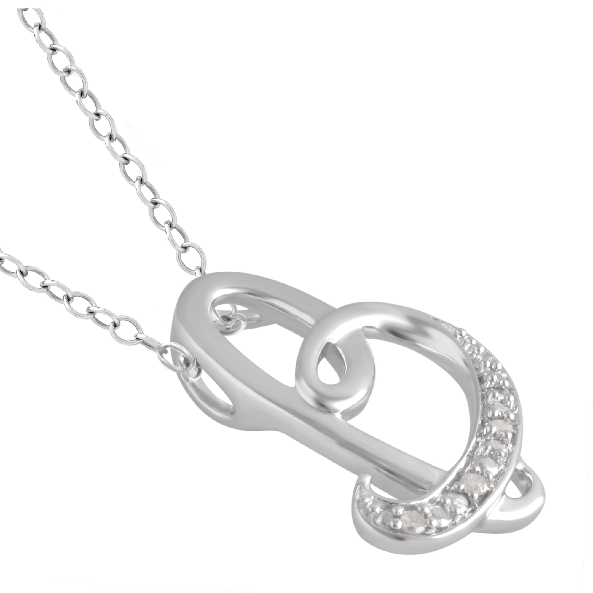 Diamond Accent Sterling Silver "B" Initial Pendant, 18" Chain