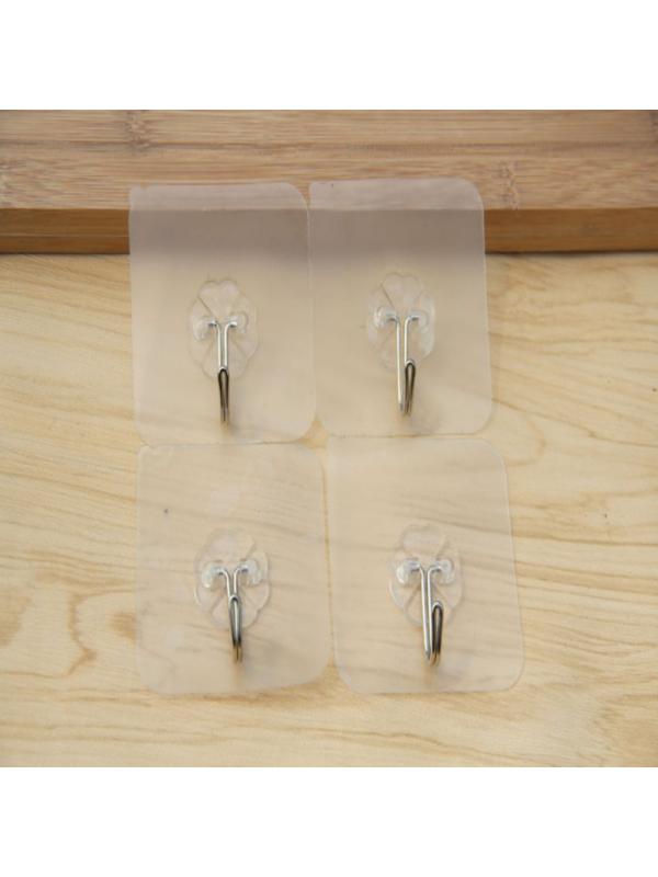 1/2/4/6 Pack Wall Hooks 22lb(Max) Transparent Reusable Seamless Hooks, Waterproof and Oilproof, Bathroom Kitchen Heavy Duty Self Adhesive Hooks - image 1 of 6