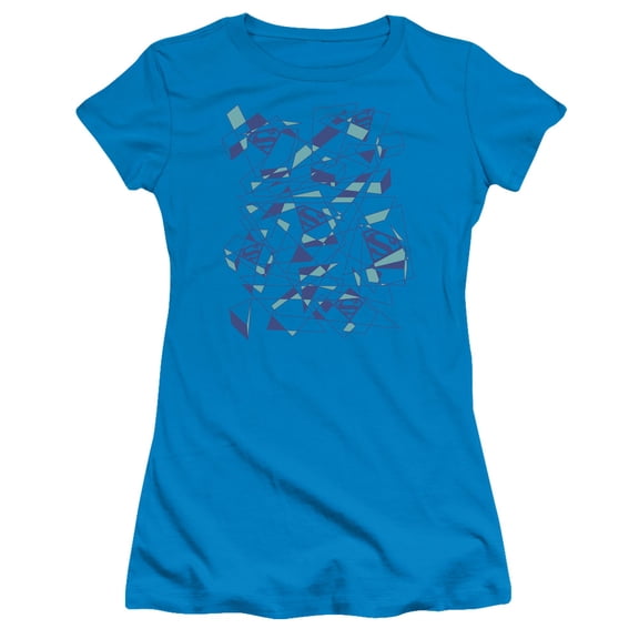 Superman Geo Scribbles Junior Women's T-Shirt Sheer Turquoise