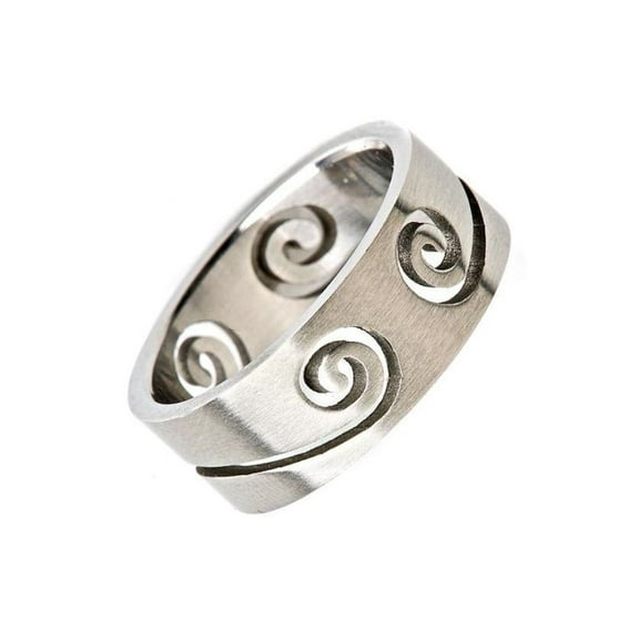 Metals Jewelry Men's / Women's Swirl Cut-Out 316L Surgical Stainless Steel 8mm Ring Size 9