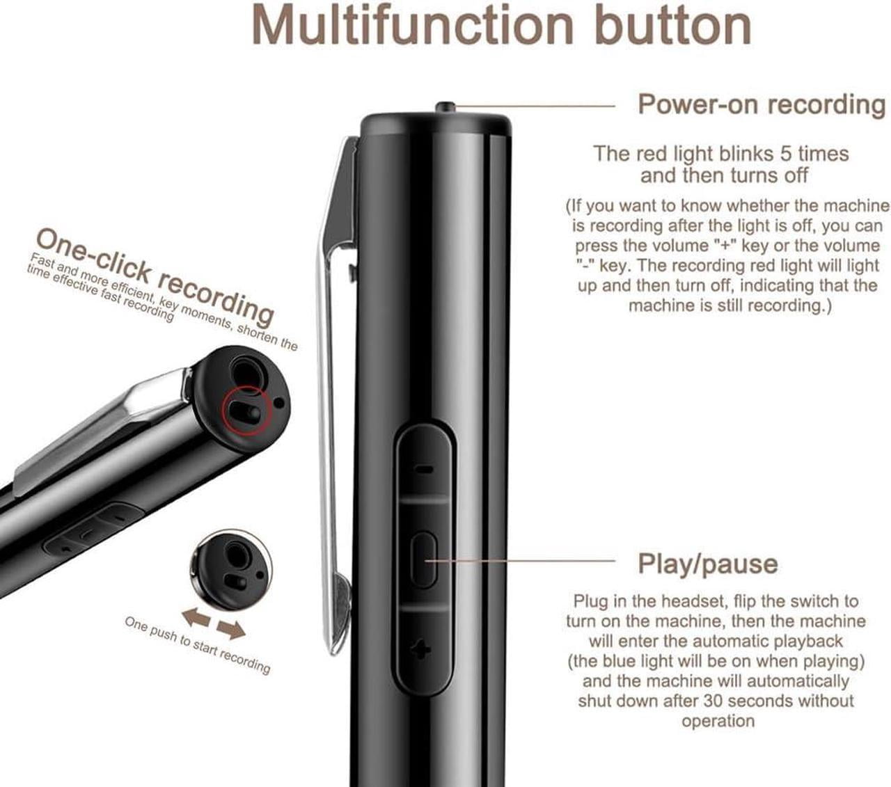 64GB Digital Voice Recorder, Rechargeble Audio Activated Recording Device with Noise Reduction, MP3 Stereo Player for Lectures Meetings, Work, Interviews