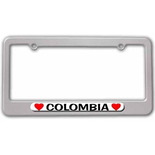 Colombia Love with Hearts License Plate Tag Frame, Multiple Colors