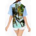 thumbnail image 4 of LA LEELA Hawaiian Shirts Womens Summer Beach Party Blouse Shirt T-Shirt Blouses Button up Short Sleeve Vacation Dress Tee Shirts Tops for Women M Digital Palm Tree, Blue, 4 of 5