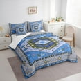 thumbnail image 3 of Manfei Vintage Boho Aztec 7pcs Bedding Comforter Set,bohemian Exotic Style Queen Bedding Sets,Wgray Blue Queen Sheet Sets For Boys Kids,Luxury Bedroom Decor Reversible, 3 of 8