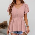 thumbnail image 5 of Fesfesfes Tops for Women Casual Spring Women Summer Sexy Fashion Solid Regular V Neck Women Short Sleeves Top Blouse Work Out Tops 8(L), 5 of 7