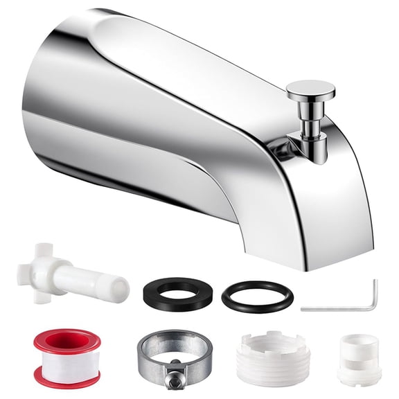 Universal Bathtub Tub Spout with Diverter, Fits 1/2" Slip-Fit Copper, 1/2" & 3/4" IPS, Faucet Replacement Kit