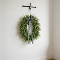 thumbnail image 5 of PSVFUJZ Artificial Fern Leaf Style Flower Garland Wreath for Front Door, Faux Spring Summer Wreath for Front Door Farmhouse Wedding Green Year Round Indoor Outdoor Decoration(13.7in-17.7in), 5 of 6