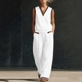 thumbnail image 6 of Kezqiaxn Womens Summer Outfits Sleeveless V-Neck Tops and Wide Leg Pants with Pockets Loungewear Set 2 Piece Sets for Women, 6 of 6