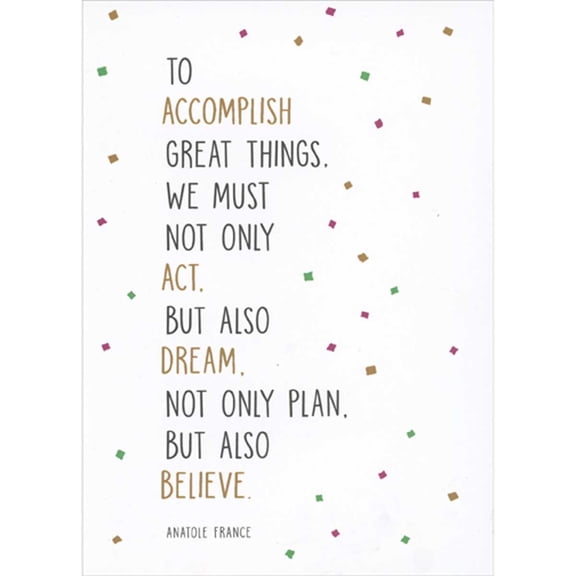RSVP Greetings To Accomplish Great Things: Act, Dream, Plan, Believe Inspirational Graduation Card