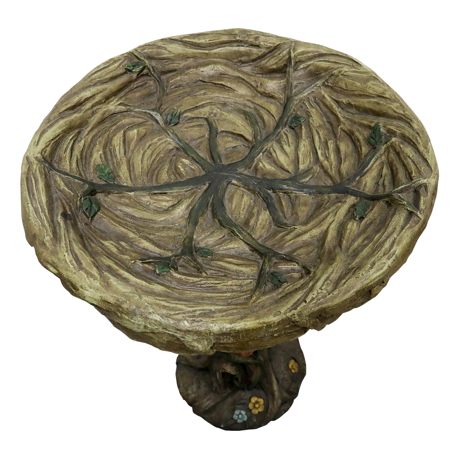 25.5" H Outdoor Concrete Bird Bath - Tree Trunk Birdbath with Pedestal  for Garden, Patio, Lawn, Backyard Decor