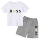 thumbnail image 3 of Ropa de marca para niños de 3 a 13 años, conjunto de 2 piezas de camiseta y pantalones cortos de algodón de manga corta con estampado para niño o niña, conjunto deportivo y de ocio, 3 of 5