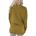 thumbnail image 3 of Diufon Tops for Women Fall Thin Solid Color Long Sleeve Round Neck Pullover Shirts with Pocket, 3 of 5