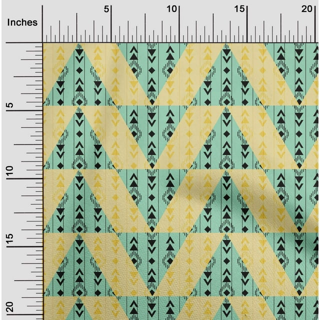 oneOone Silk Tabby Fabric Stripe|Diamond & Triangle Geometric Print Sewing Fabric BTY 42 Inch Wide