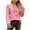 Pink, variant on Womens Tops Plus Size $15,Women's Fashion Solid Color V-neck Button Selvedge Long Sleeve T-shirt,Navy,M