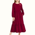 thumbnail image 2 of Posijego Big Girls Tiered Maxi Dresses Spring Long Sleeve Flowy Tiered Dress Casual Fall Dresses with Pockets, 2 of 6