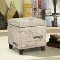 thumbnail image 2 of Homebeez Printed Linen Cube Storage Ottoman with Solid Wood Legs, Cube Footstool, Storage Cabinet, 18" H Weight Capacity 300LB White, 2 of 7
