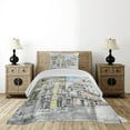 thumbnail image 3 of Ambesonne Medieval Quilted Coverlet 2 Pcs, European City Sketch, Twin Size, Multicolor, 3 of 4