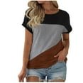 thumbnail image 2 of ZyeKqe Womens T Shirts Trendy Short Sleeve Shirts Round Neck Striped Summer Tops Loose Fitted Tees, 2 of 3