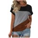 thumbnail image 1 of Fiudx Ofertas de La Semana Top/Camisa de Cuello Redondo de Manga Corta con Bloques de Color para Mujer, 1 of 2