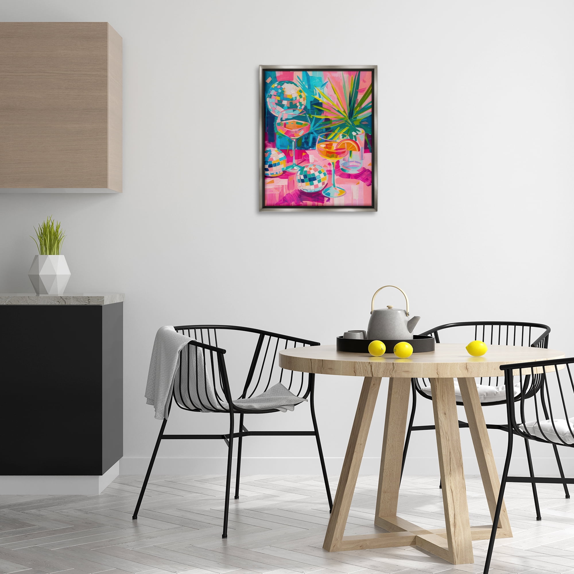 Stupell Industries Dazzling Disco Cocktails Food & Beverage Painting Gray Floater Framed Canvas Art Print Wall Art, 17 x 21