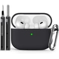 thumbnail image 2 of for AirPods Pro Case Cover with Cleaner Kit,Soft Silicone Protective Case for Apple AirPod Pro 2nd/1st Generation Case for Women Men,AirPods Pro 2/Pro Case Accessories with Keychain-Black, 2 of 14