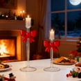thumbnail image 3 of YOTQUSKI Glass Taper Candle Holder, Candle Holders for Table Centerpiece, Long Candle Holder, Christmas Candle Holders with Bow Clear Glass for Candlesticks, 3 of 7