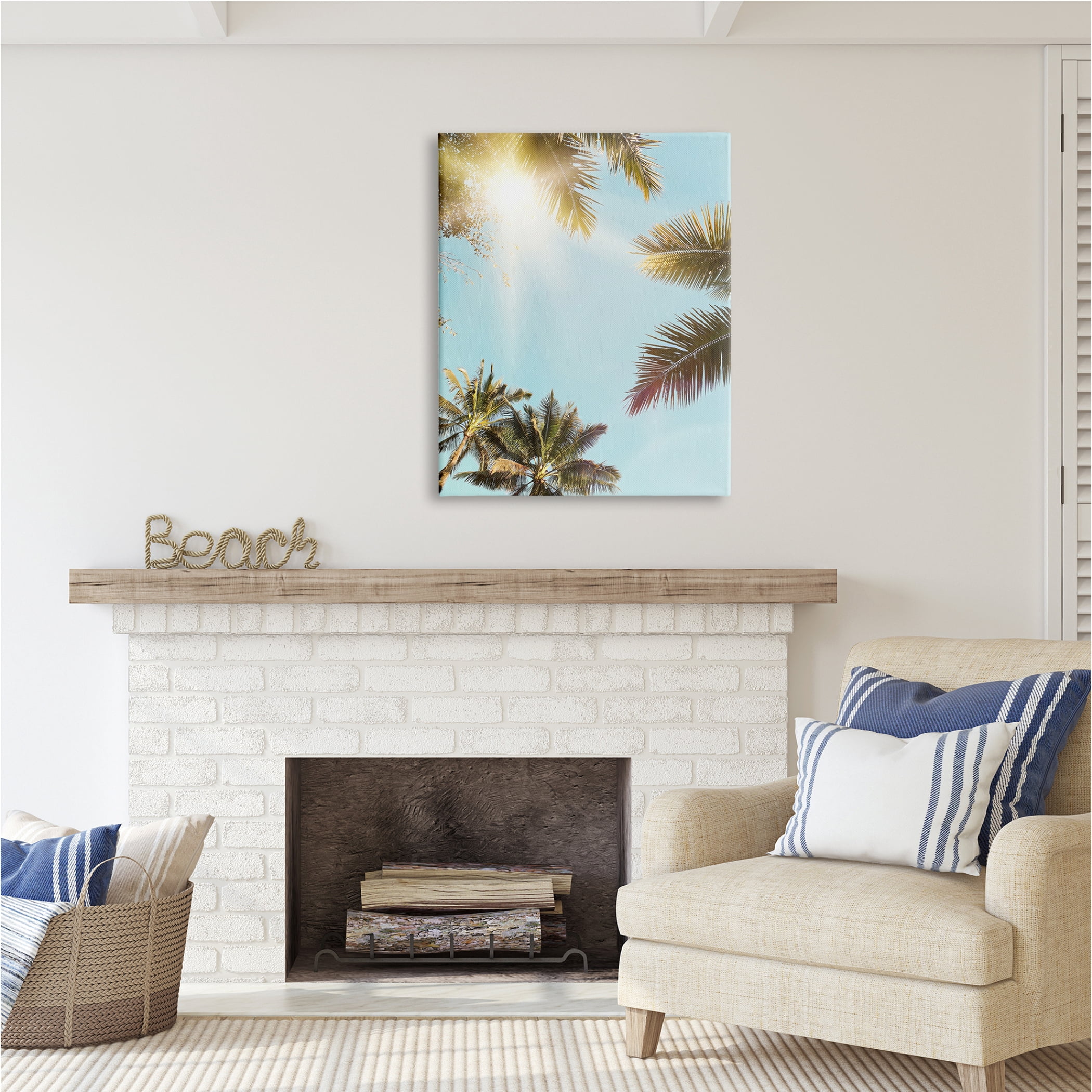 Stupell Industries Sunny Palm Leaves Photography Nature Photography Gallery Wrapped Canvas Print Wall Art, 30 x 40