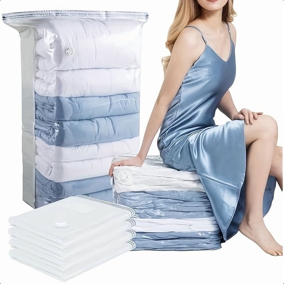 4 Pack Giant Vacuum Storage Bags (31"x40"x15") w/ Hand Pump, Oval Jumbo Compression Bags for Comforters & Blankets, Extra Large Space Saver for Pillows, Quilts & Bedding,Transparent Color